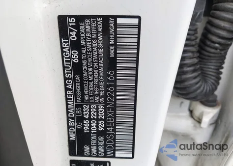 2015 Mercedes-Benz Cla 250 from USA, damaged, VIN WDDSJ4EBXFN226166